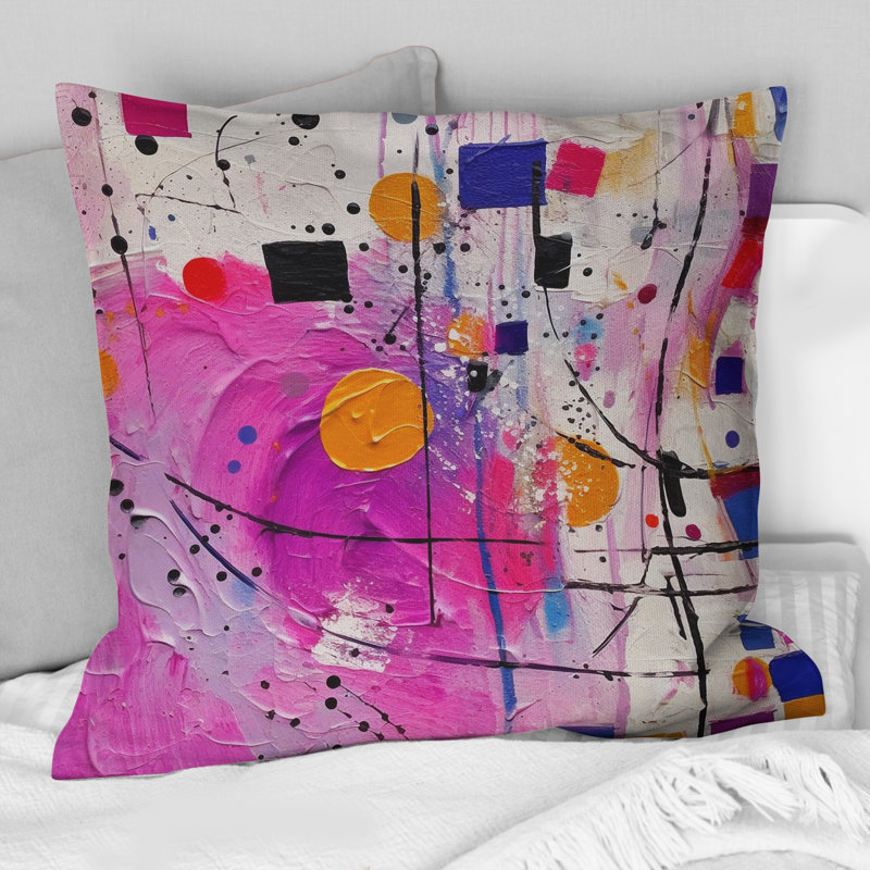 Coussin rose à imprimé Cubism Unleashed