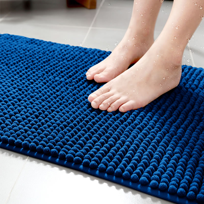 Aspire Homeware Ultra-Soft Chenille Bathroom Rug Mat with Non-Slip Backing, Navy, Reactangle (40cm W x 60cm L)