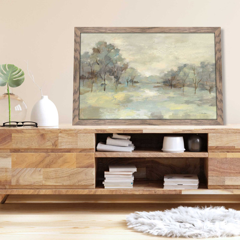 Paysage scénique - Peinture, L 39,5 po x H 27,5 po, Encadrement brun