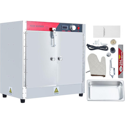 Commercial Hot Box Food Warmer - Double Door, 4-shelf Stainless Steel Heated Cabinet, 850w With Water Tray, Insulated Holding Case For 1/1 Size Food Pans, Restaurant Grade, Perfect For Pizza Pastries