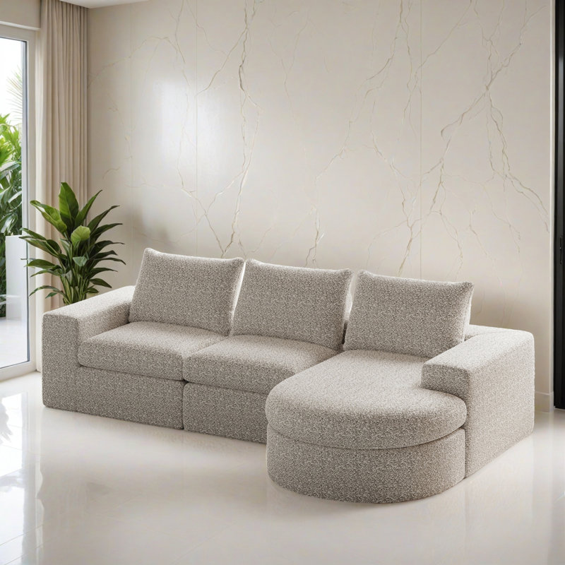 Canapé-lit modulaire 2 pièces pour salon, Chenille beige