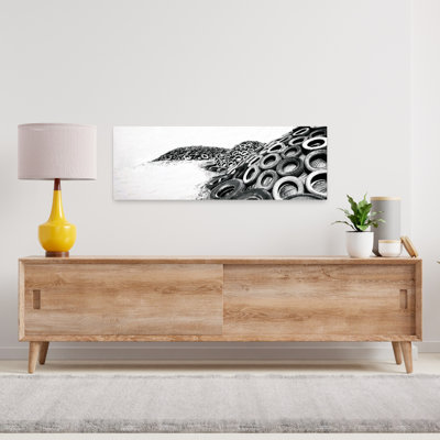 Monochrome Tire Hills Abstract Industrial Landscape Architecture Wall Art