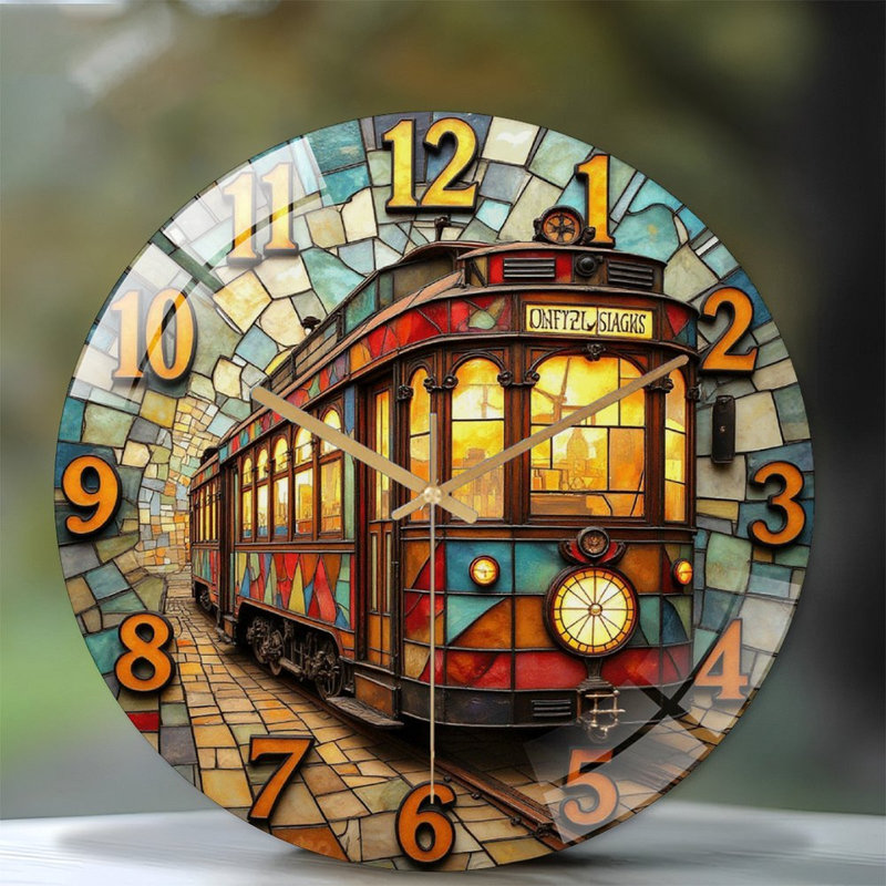 Horloge murale vitrail 12 po