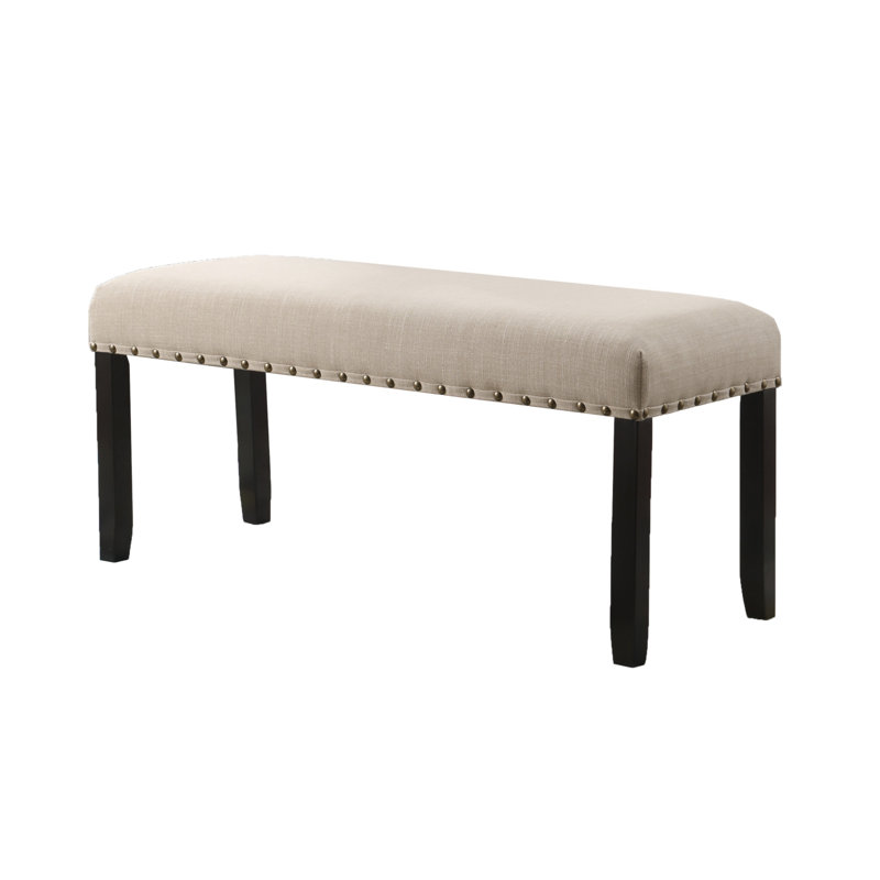 Biony Fabric Dining Bench With Nailhead Trim, Tan