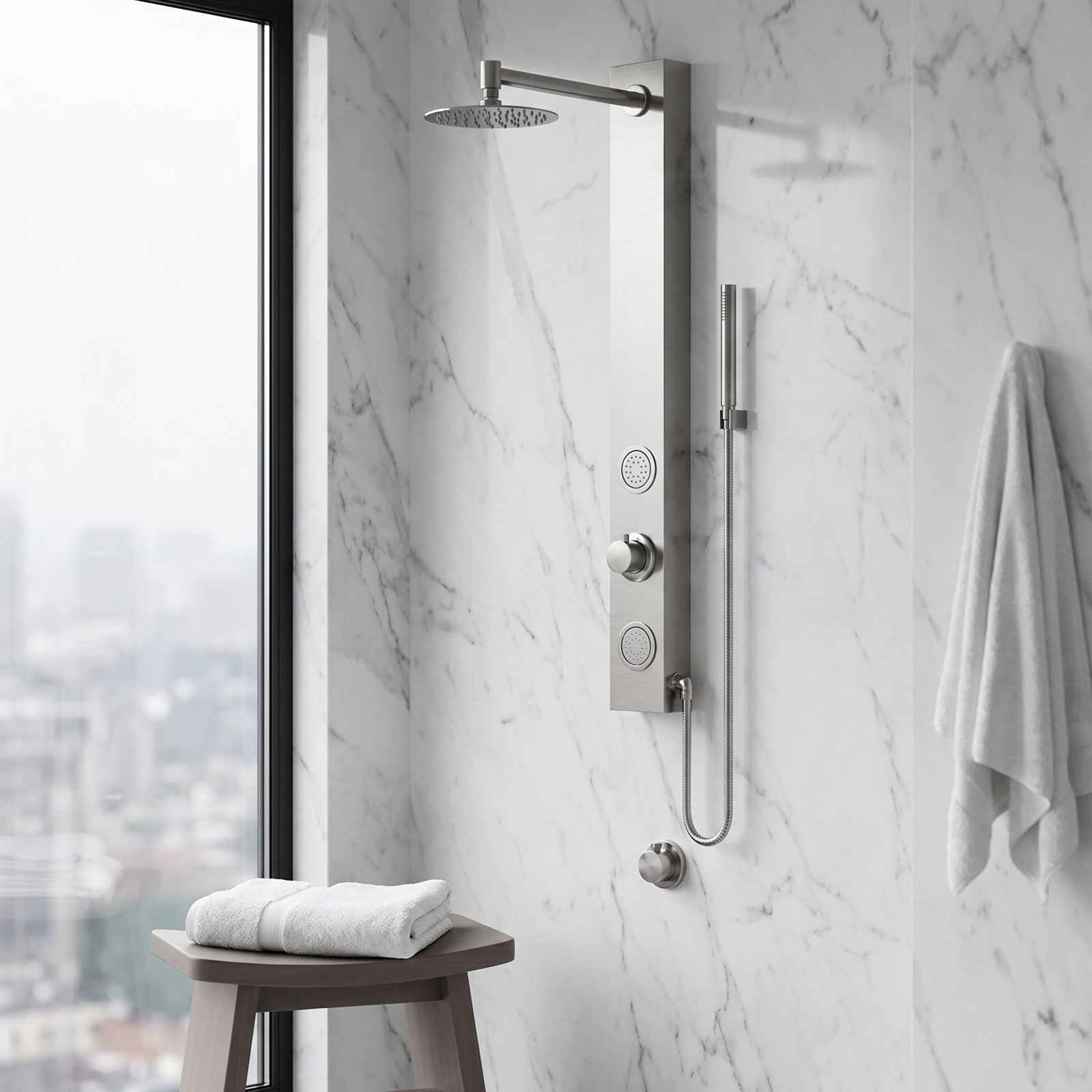 Gardenia 2-Jet Shower System with Hand Wand, Stainless Steel