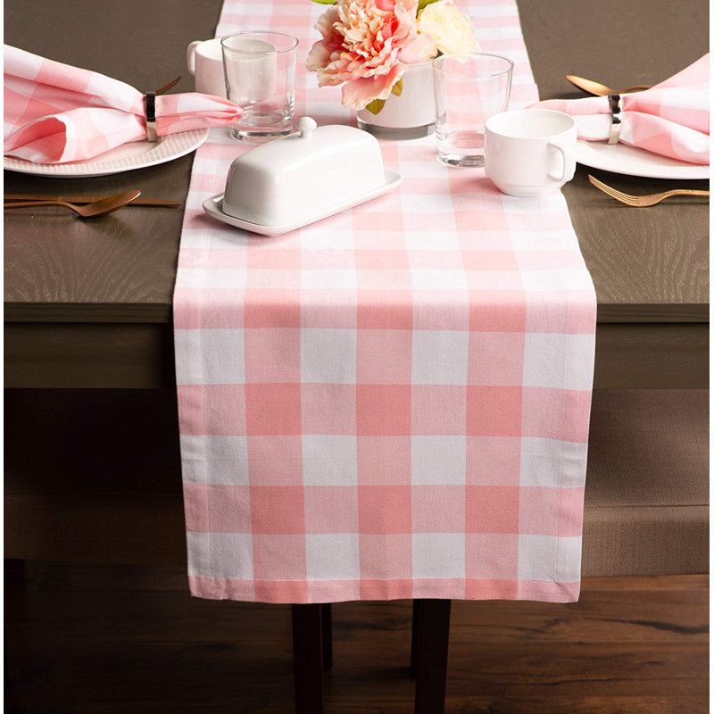 Wolsingham Gingham 100% Cotton Table Runner, 72" L x 14" W, Black