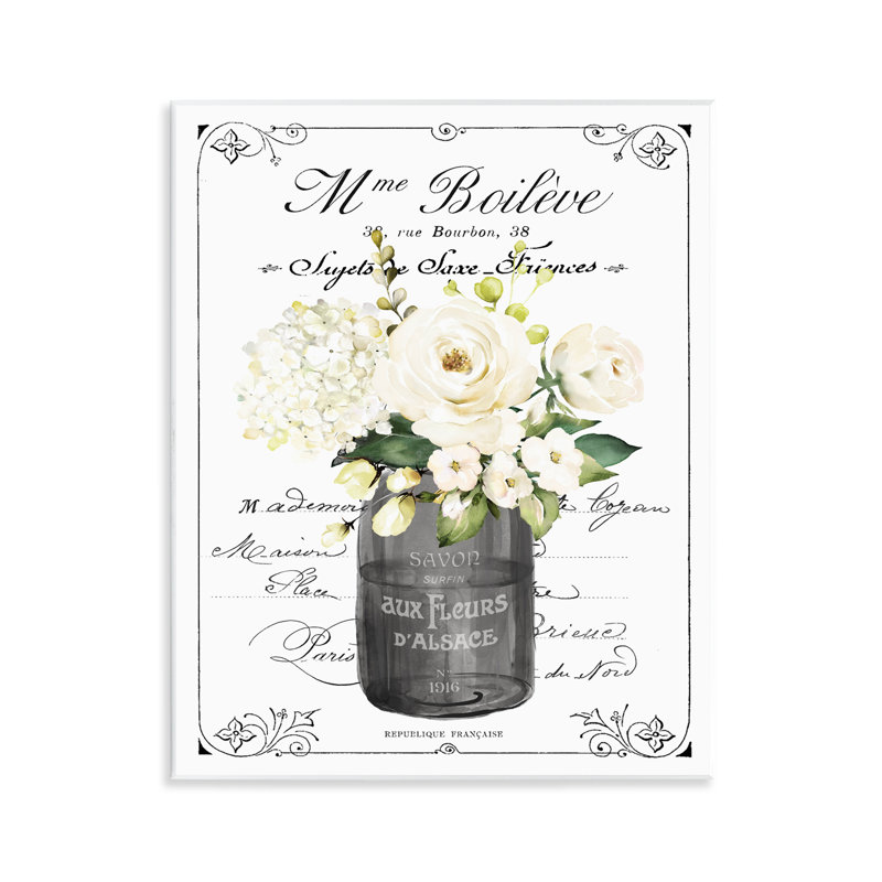 Fleurs françaises françaises avec plaque murale Script, design par lettré et doublé