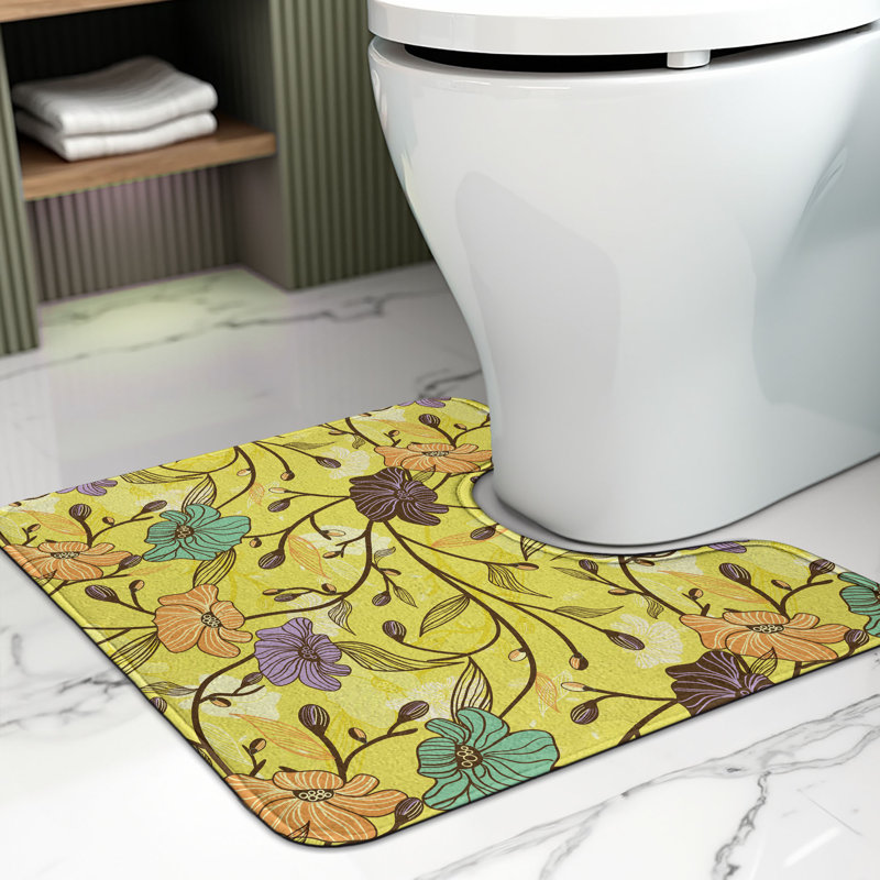 Multicolore tapis de salle de bain en U Botanical
