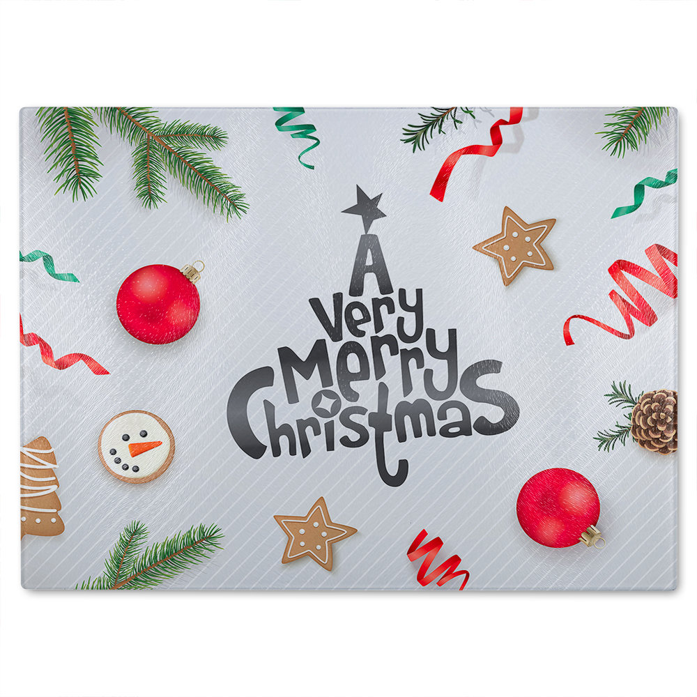 Christmas Greeting Design Dining Glass Chopping Board