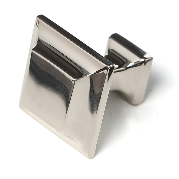 Millenium Square Knob, Polished Nickel, 1" H x 1" W x 1" D