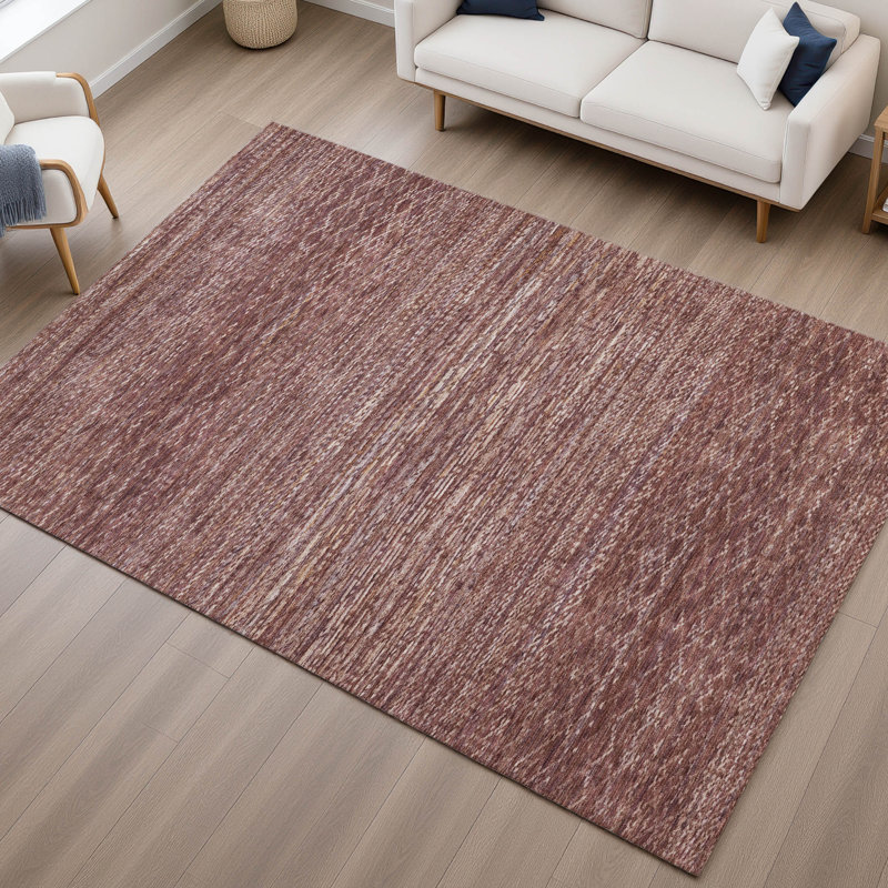 Premium Machine Washable Mayfield AMF2150 Striped Rug, Rectangle 8' x 10', Merlot