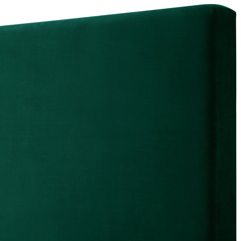 Lit plateforme moderne en velours pour chambre Inza, Grand, Vert forêt