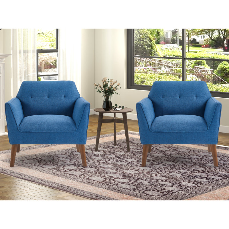 Chaise d'appoint rembourrée de 32,2 po de largeur avec structure en bois massif, Bleu