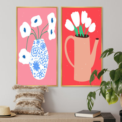 «Colorful Silhouettes of Vintage Plants I», ensemble de 2 impressions