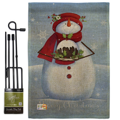 En toile jute de noël hiver bonhomme de neige de noël winter impressions de noël à 2 côtés 19 x 13 po ensemble de drapeau
