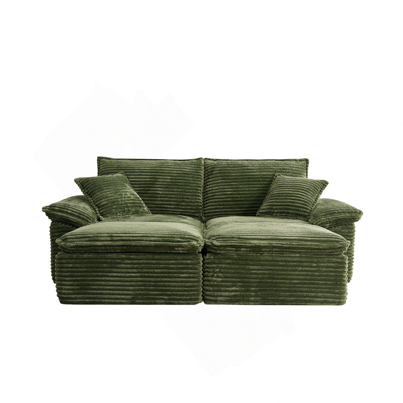 Canapé modulaire surdimensionné en velours côtelé de 81 pouces avec repose-pieds mobile, confort moderne doux et aucun assemblage requis.
