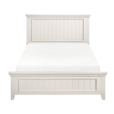 Full Size White Bedroom Bed, Wood Furniture With Headboard, And Rails, Box Spring Required Modern Furniture,
