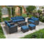 Ensemble de mobilier de patio en rotin 10 pièces, ensemble de canapé modulaire, ensemble de mobilier d'extérieur avec coussins et table basse en verre trempé-2058724652