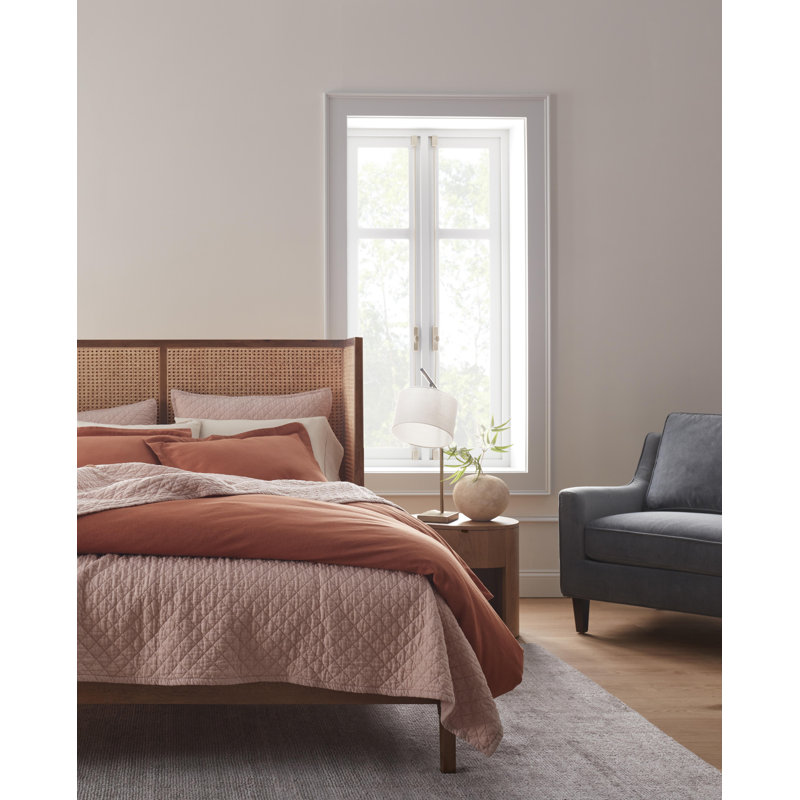 Jeffen Linen Blend Duvet Set, Full/Queen Duvet Cover + 2 Standard Shams, Rust