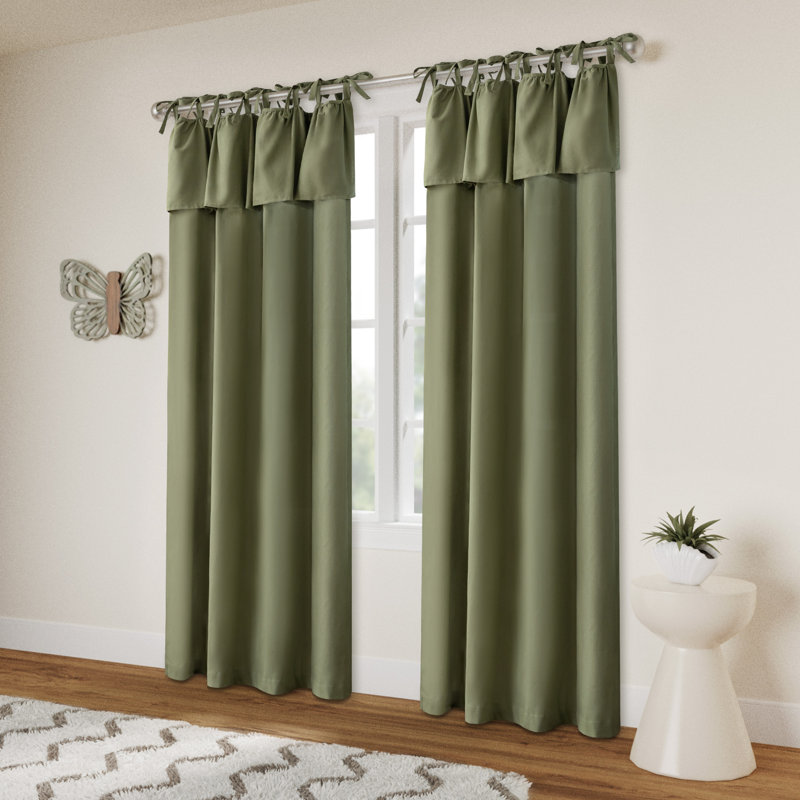 Paire de rideaux à nouettes en coton recyclé, L 52 po x L 84 po, Olive