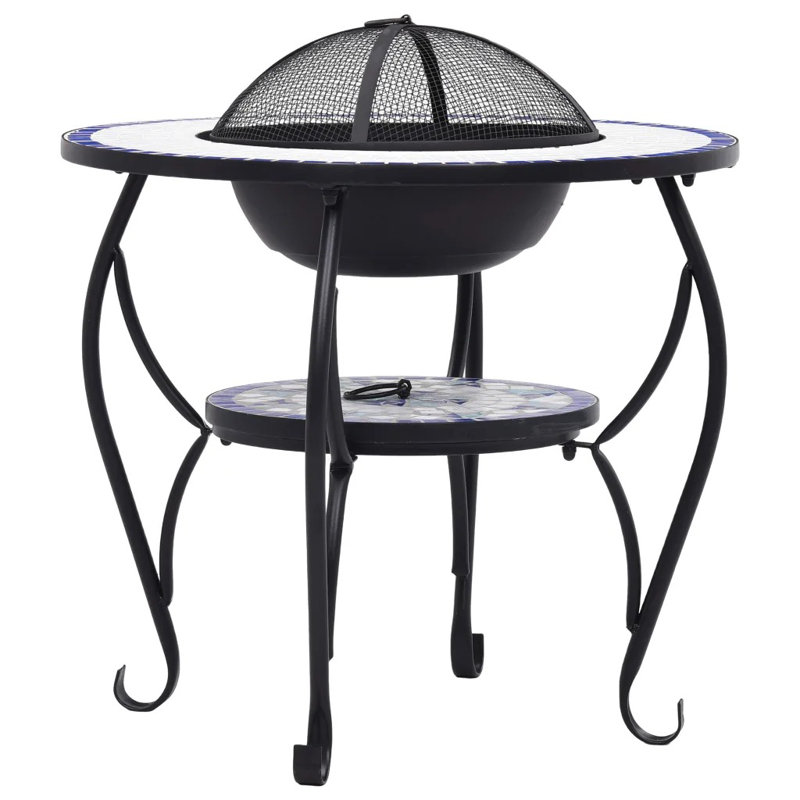 Dalys Mosaic Fire Pit Table Blue and White 68 cm Ceramic
