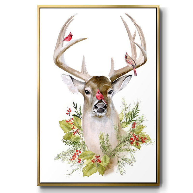 " Holiday Deer Collection B ", Gold, 41" H x 27" W x 1.5" D