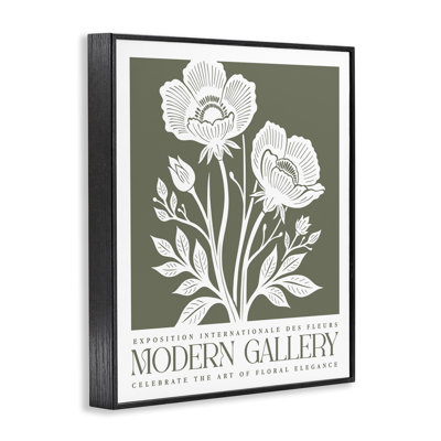 Olive Green Floral Gallery Framed Giclee Art, design by Lettered and Lined