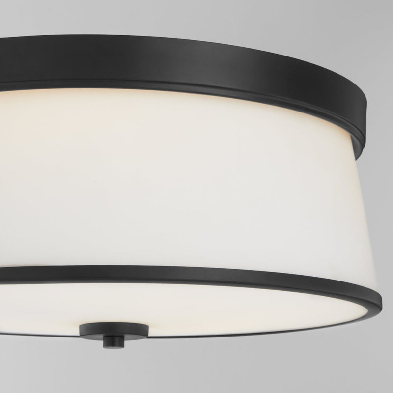 Qualesha Glass Flush Mount, Matte Black, 6.5" H x 16" W x 16" D