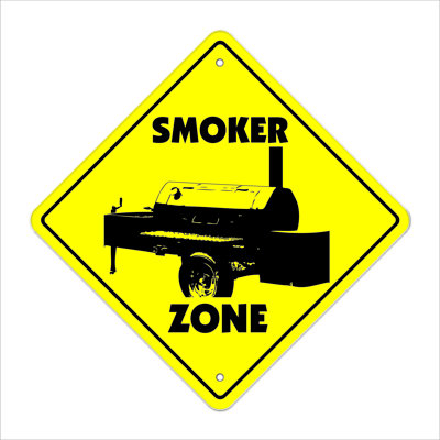 Smoker Crossing Sign Zone Xing Bbq Barbeque Grill Bar B Que Cooking Chef Pork Ribs Turkey