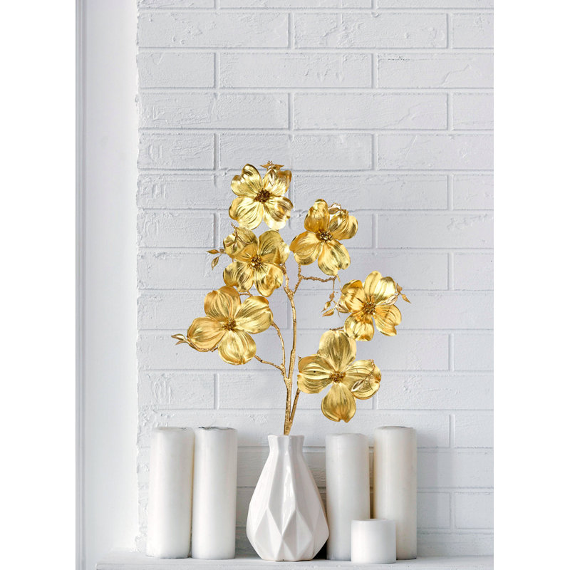 House of Hampton® - Sprays artificiels en or doré - Fleurs et feuillage dorés élégants pour une décoration polyvalente, des tables, des fêtes, des événements et un centre de table, ensemble de 12