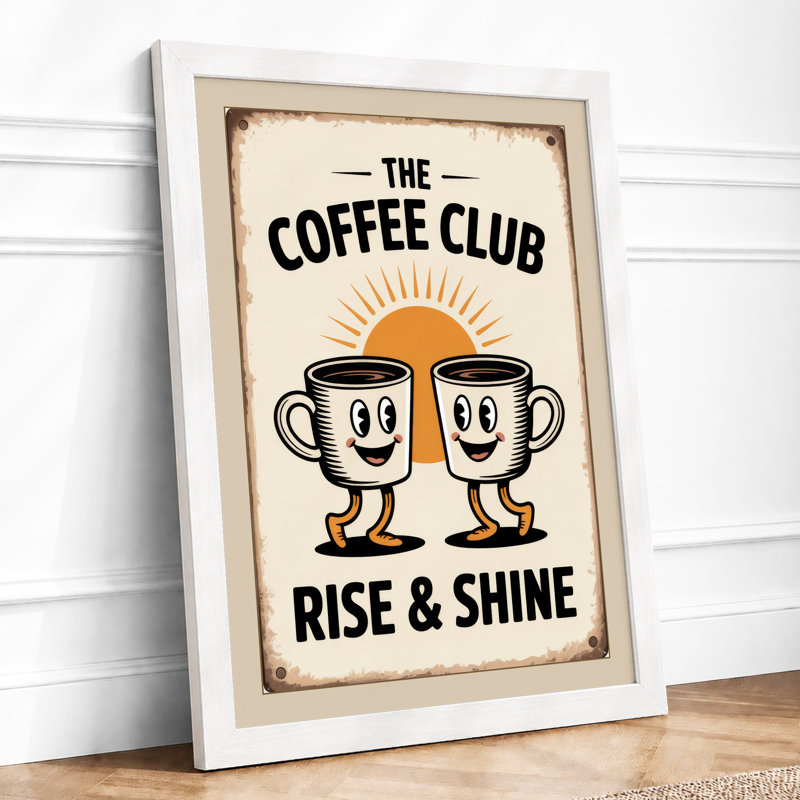 The Coffee Club Retro - Framed Print, A3 - 42.0 x 29.7 cm, White
