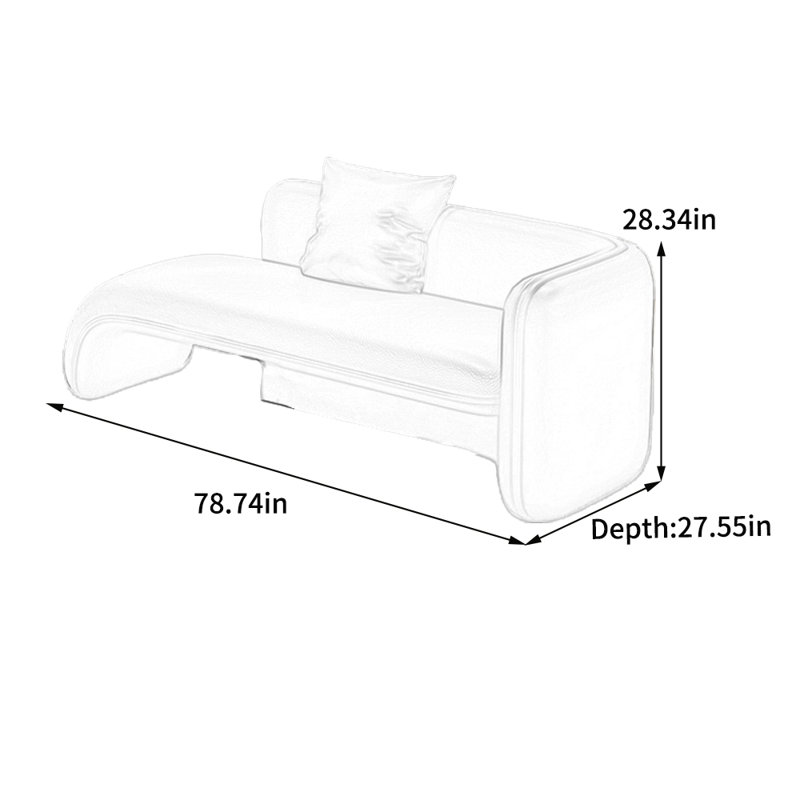 Chaise longue en cuir griffé de style minimaliste, Gris, Orienté à droite
