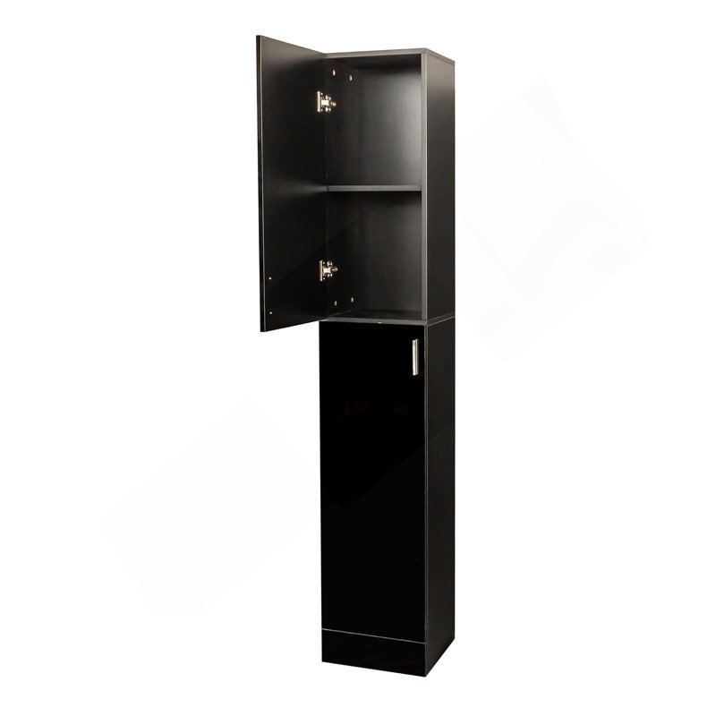 Armoire autoportante avec tablettes réglables et deux portes pour la cuisine et la salle à manger, Noir