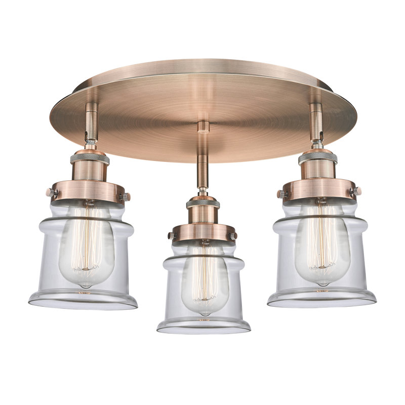Alvi Glass Flush Mount, Clear, Antique Copper