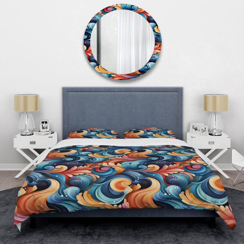 Ensemble de housse de couette Colorful Enchanted Spiral Dreams, Housse de couette pour très grand lit et 2 très