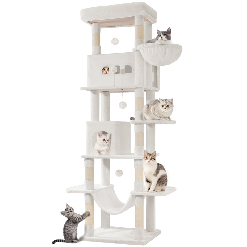 Arbre à chat Batholo, H 82,6 po x l 43,3 po x P 29,5 po, Blanc