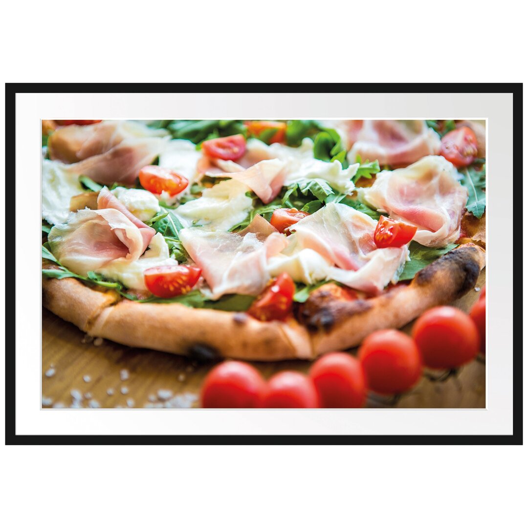 Gerahmtes Poster Pizza mit Parmaschinken