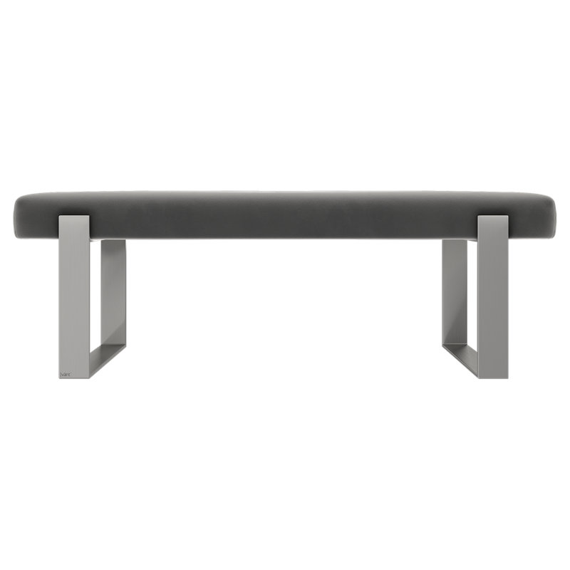 Banc rembourré Sapan, Velours, Gris fumée