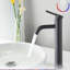Robinet de salle de bain moderne haut - 1 trou, noir mat, traitement de surface haute précision de longue durée-121598782