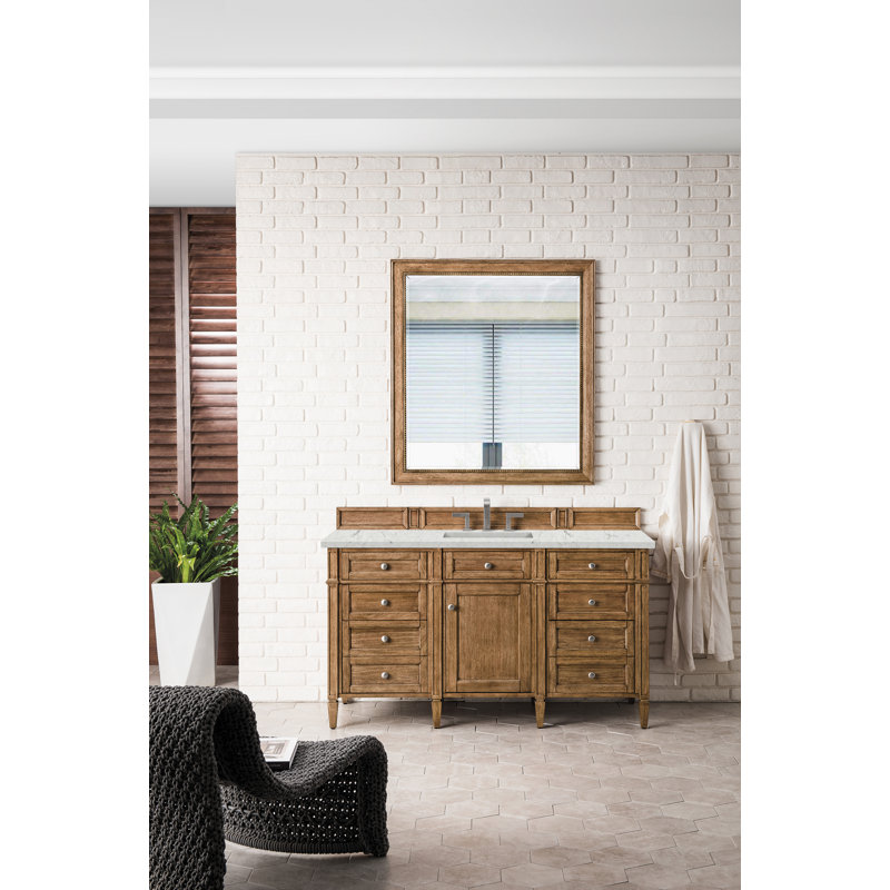 Brittany 60'' W Single Vanity, Saddle Brown, Eternal Jasmine Pearl