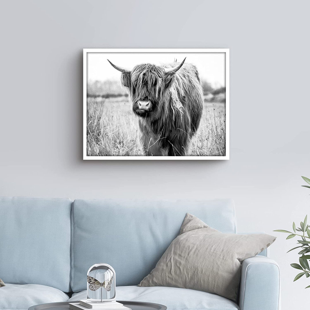 " Close-up Black And White Highland Cow Wall Art " SIGNLEADER Frame 