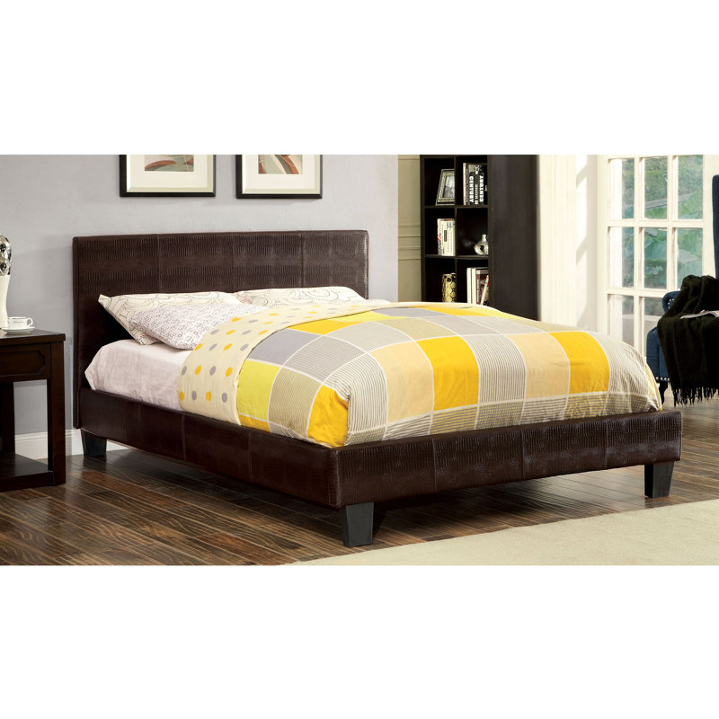 Morgana Vegan Leather Platform Bed, Full, Brown