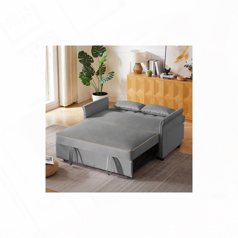 Canapé-lit convertible en velours, Gris