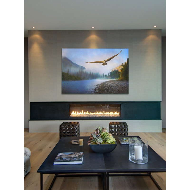Foggy River Landscape Canvas Art in Sustainable Wood Frame