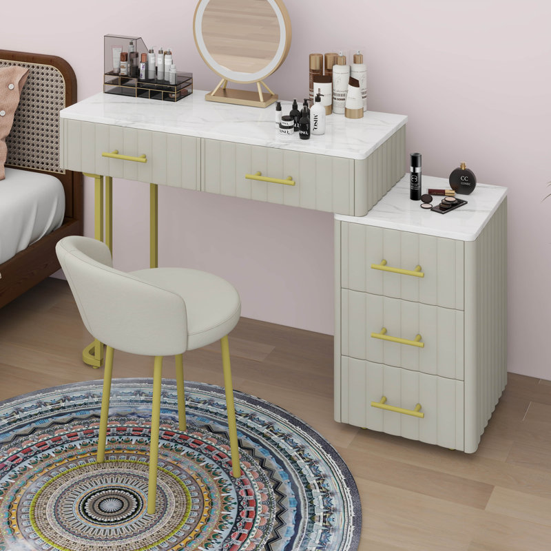 Ensemble de coiffeuse avec 5 tiroirs Modern Luxury, Beige