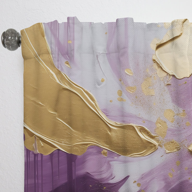 Darbonne - Réalité mauve et bleue sur toile IV - Rideau en velours moderne - obscurcissant - 1 panneau, L 52 po x L 63 po