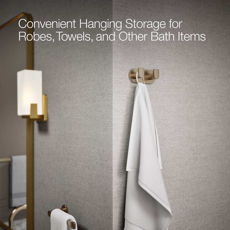Composed® Wall Mounted Double Robe Hook, Rose Gold
