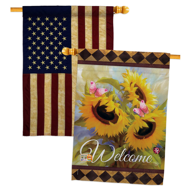 Drapeau de maison en polyester à 2 côtés Welcome