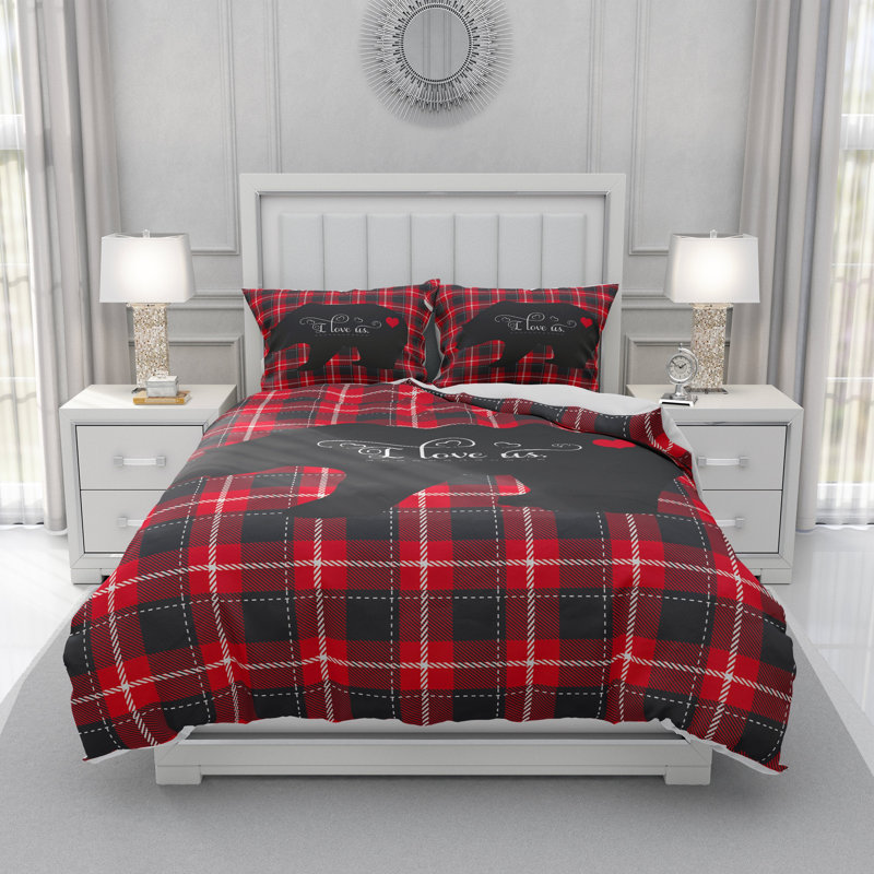 Ensemble de housse de couette I Love Us Bear, Housse de couette simple et 2 taies décoratives