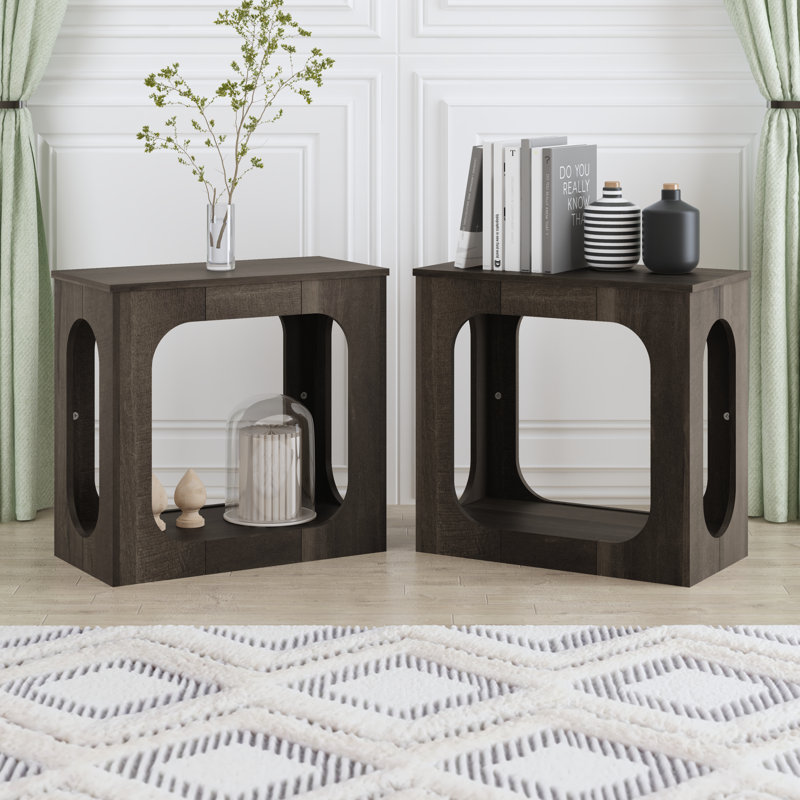 Inniss End Table (Set Of 2), Dark Gray Oak